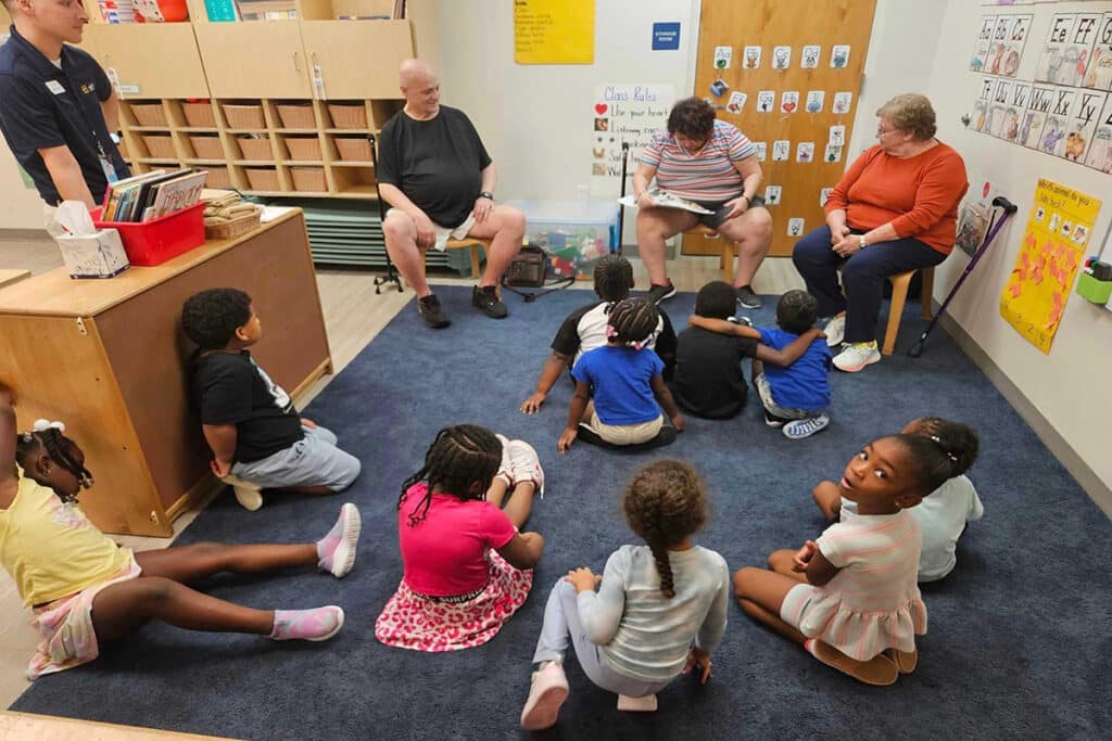 Independence Hall | Seniors Reading Books To kids