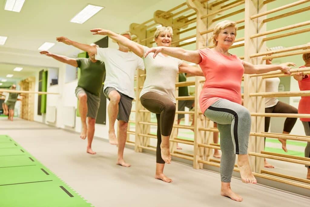 Independence Hall | Seniors doing balance exercises