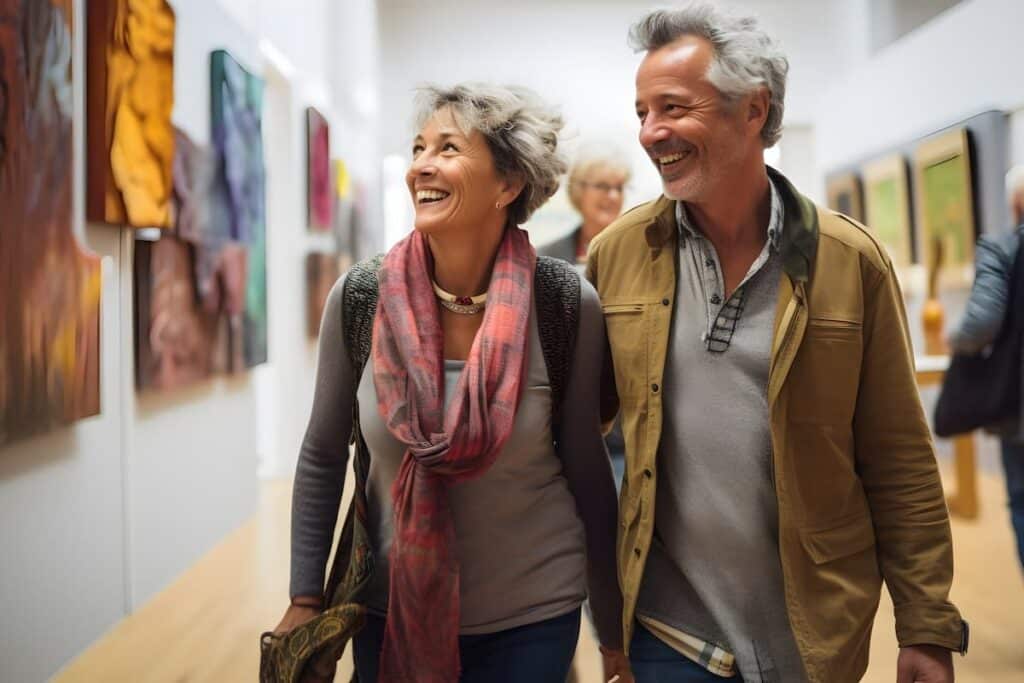 Williamsburg Landing | Senior couple walking through a museum