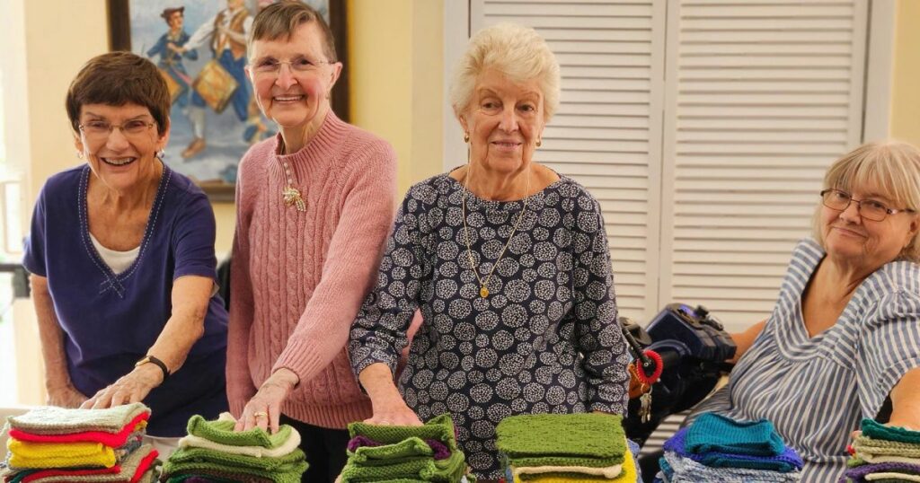 Independence Hall | Residents with their knit items