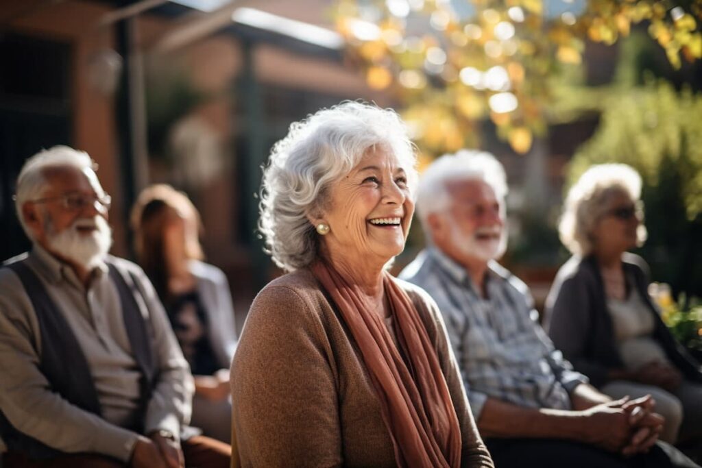 Cumberland Hills | Seniors Laughing During Yoga Session | Senior Health Care Services